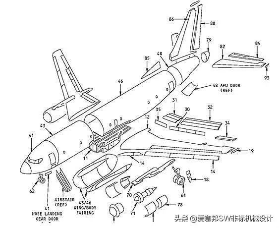 飞机解剖图手绘图片
