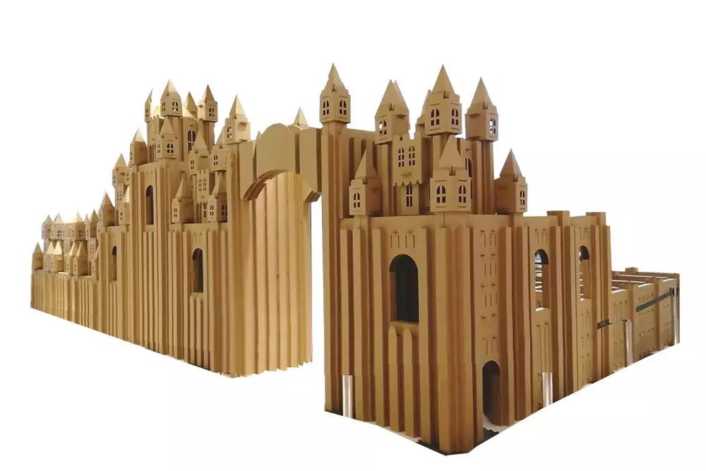 近4米高的纸板城堡化身200平米纸艺主题乐园普通瓦楞纸经多道工艺近万
