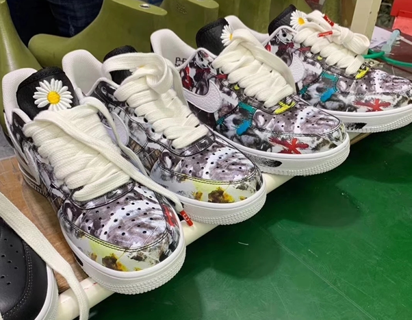 nikexaf1权志龙小雏菊空军刺绣涂鸦鞋带真假对比鉴定