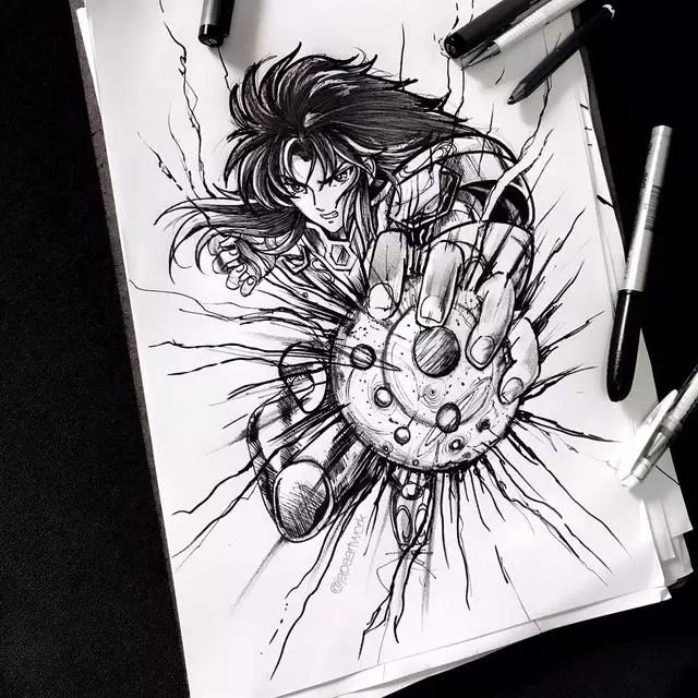 动漫风纹身手稿原来纹身师才是大佬画的气场十足