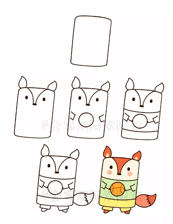 长方形简笔画小动物图片