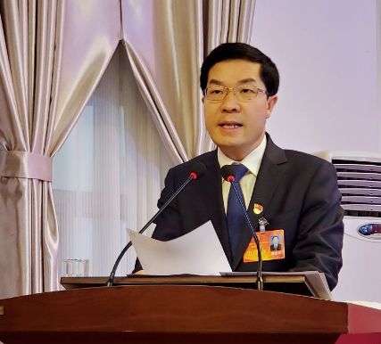 盐池县委副书记,政府县长戴培吉代表县人民政府向大会作政府工作