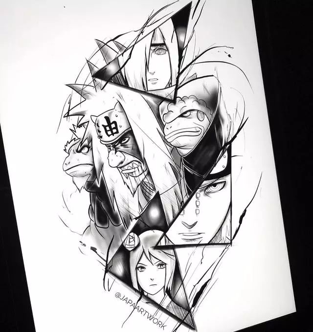 动漫风纹身手稿原来纹身师才是大佬画的气场十足