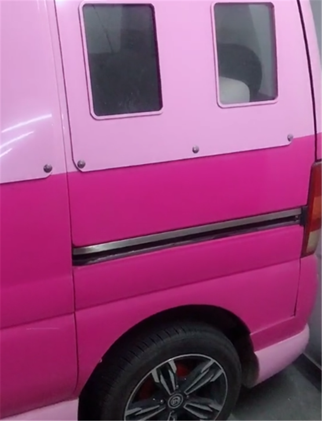 10个车窗的长安面包车外观是大众t2全车粉色很骚气