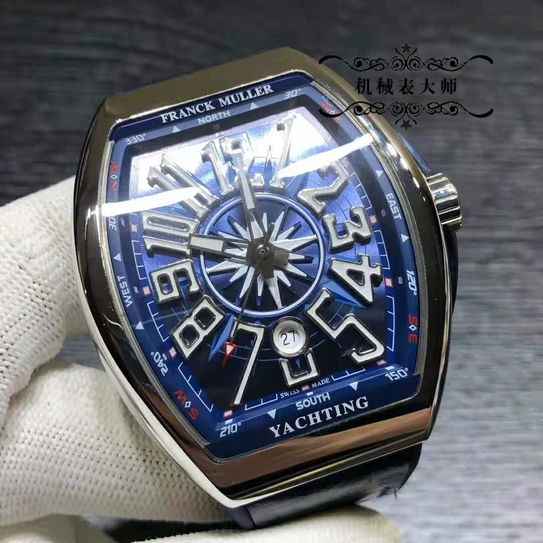 机械表大师:法兰克穆勒系列型号v45 sc dt 蓝色限量版实拍欣赏_表径