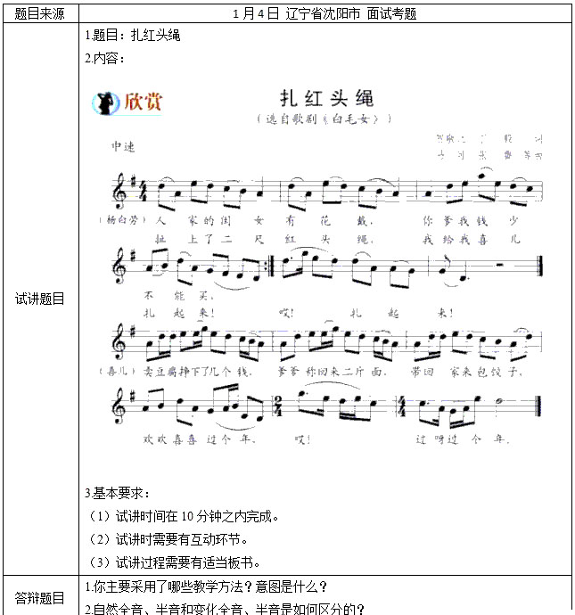 聆听结束后提问并给予评价,随后师生共同总结杨白劳,喜儿,黄世仁.