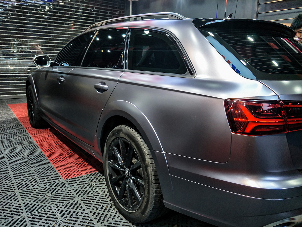 奥迪a6旅行版车身改色电光碳灰rg瑞集改色膜福建长乐加盟店出品