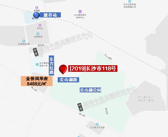 [2019]長沙市118號:地位於嶽麓區麓谷谷山板塊尖山湖公園西北方向,南