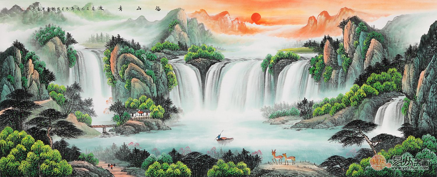 聚宝盆山水画,这几款风水极好