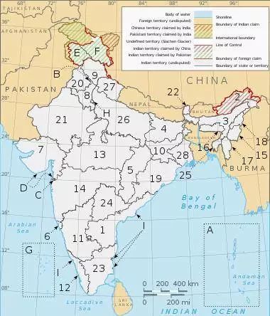 現代印度的行政區規劃直到1947年印度獨立時,仍有五百餘個大小土邦