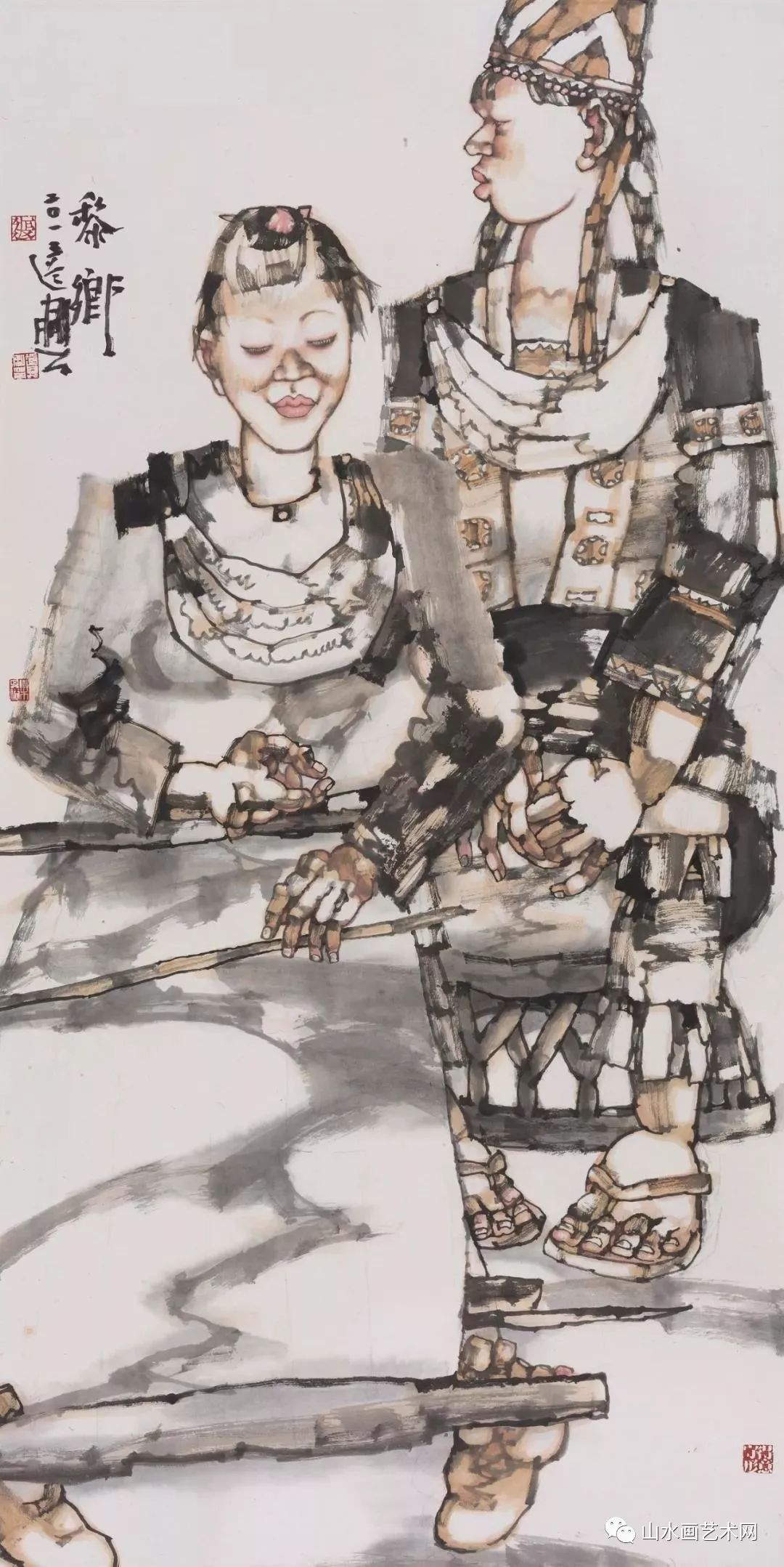 张道兴《黎乡》136×69cm 2013年创作李宝林《云天开悟图》131×65cm