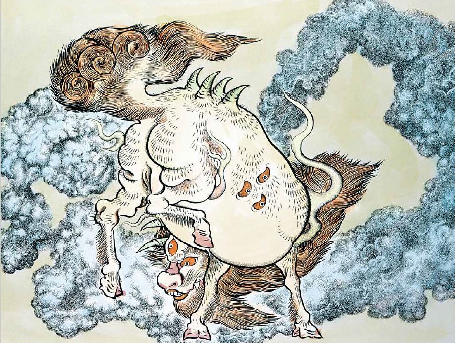 (图片说明:水木茂笔下的中国妖怪 白泽)(图片说明:水木茂笔下的中国