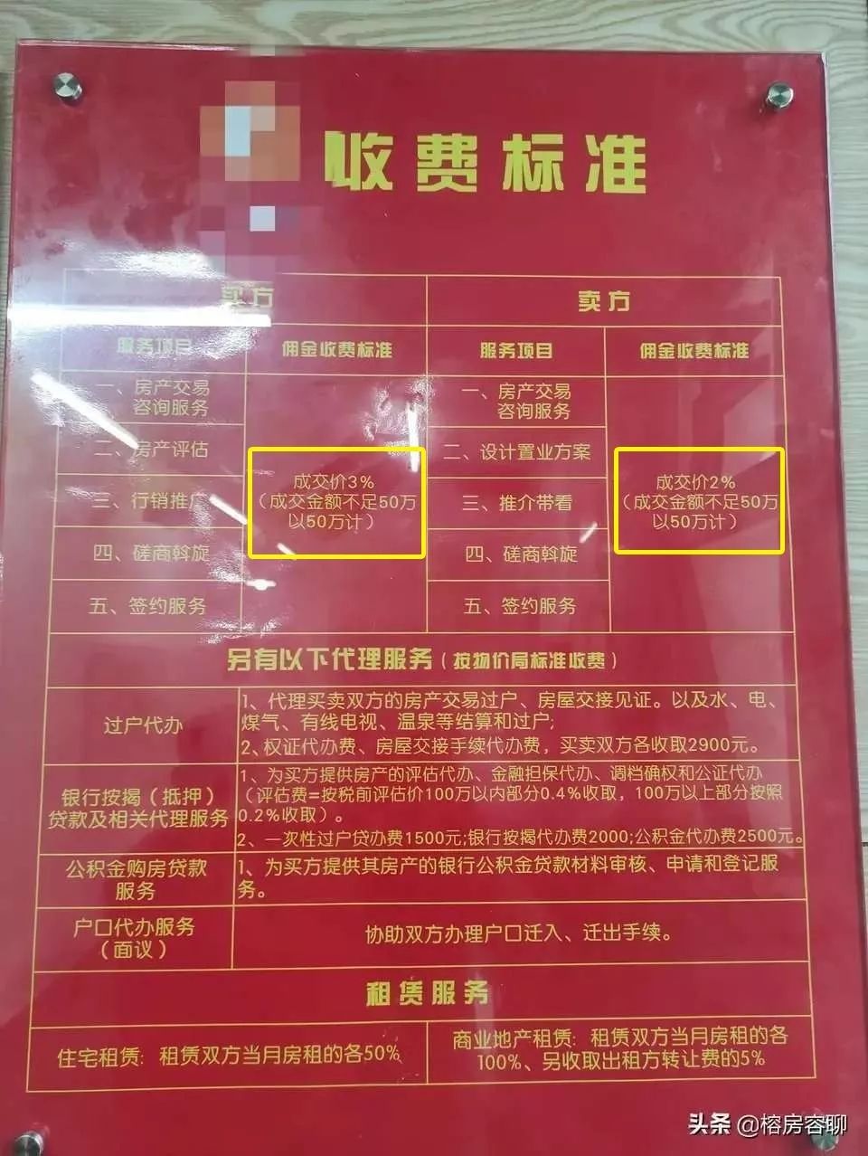 房产中介费收费标准图片