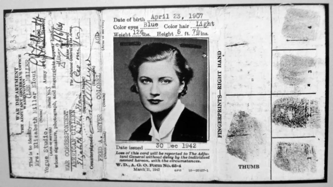 李·米勒的战地记者证件● 李·米勒和毕加索在交谈1977年,70岁的米勒