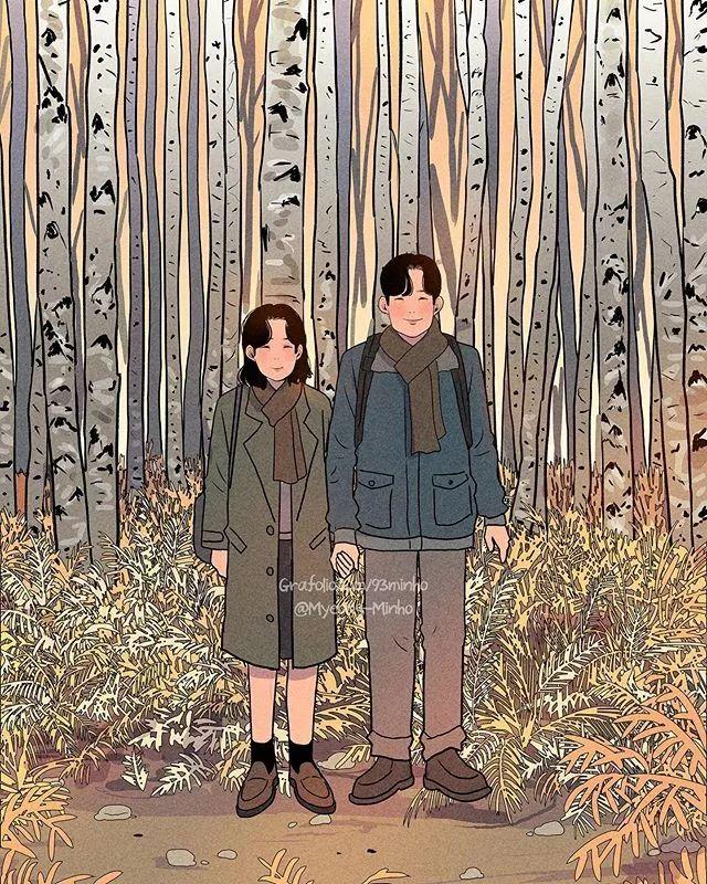 "那个名叫020763myeong-minho的韩国插画师用插画记录他的恋爱
