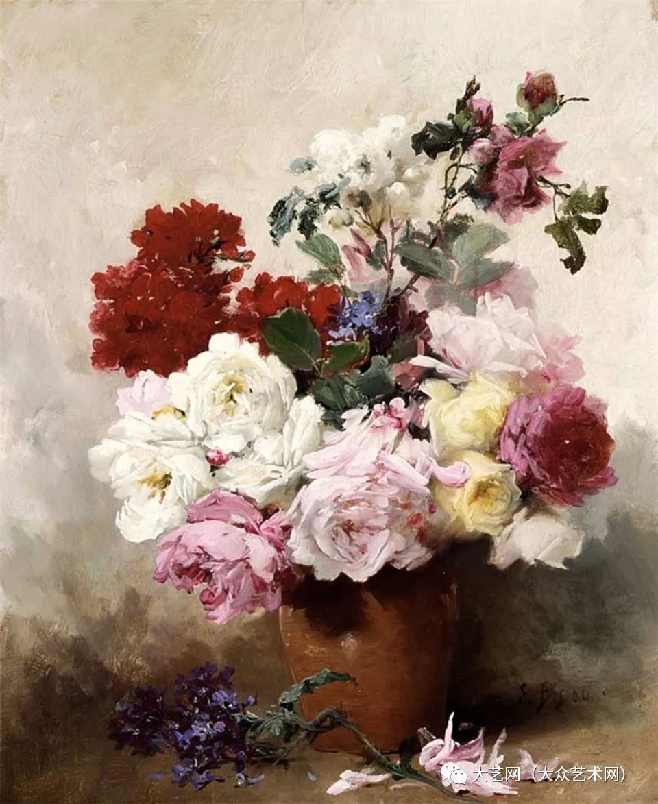 法国静物花卉画家欧仁 · 比道(euge06ne bidau)经典绘画作品