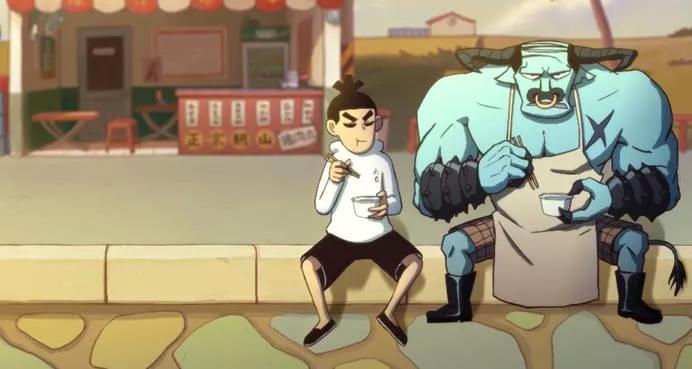 便是一堆人物的集合了,其中有阿七牛杂铺的老主顾——阿婆的孙子小龙