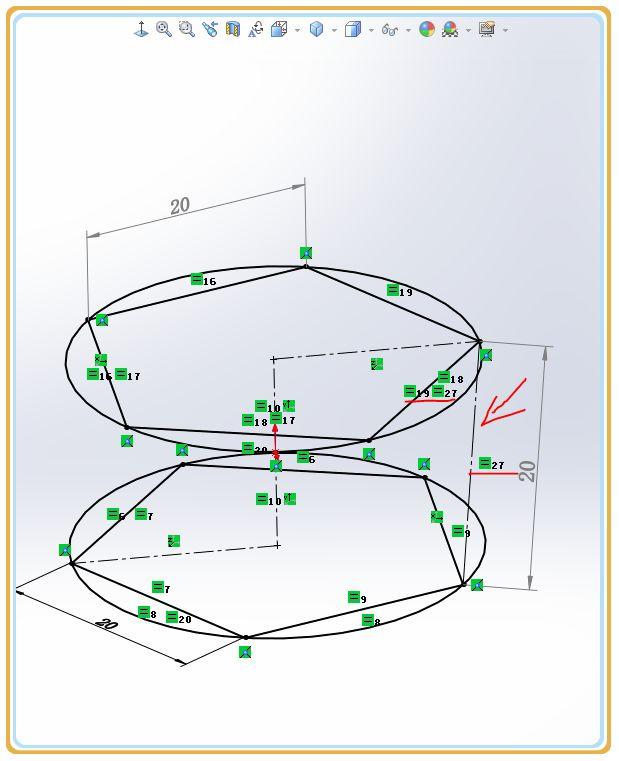 用solidworks建模的20面球体里面用到的3d草图非常难画