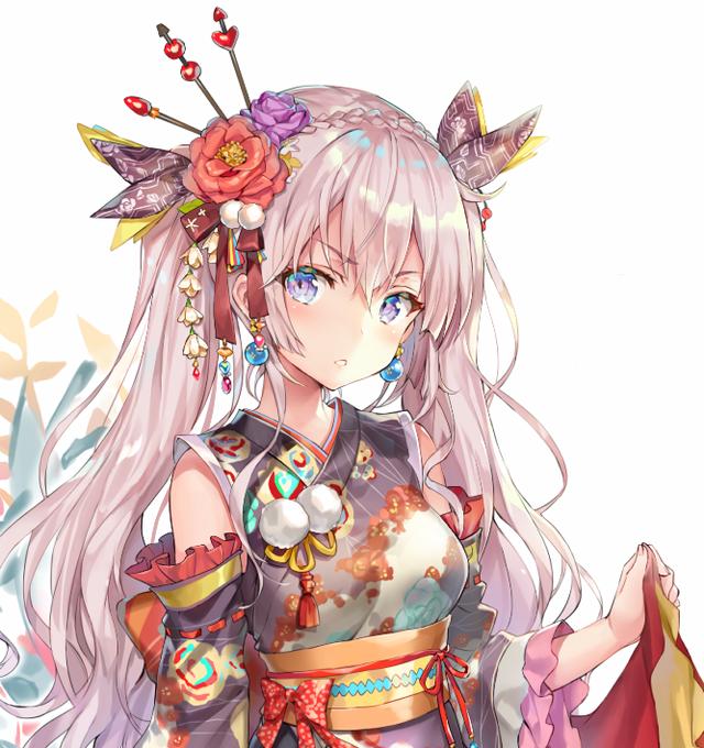 二次元和风美图欣赏:身穿绚丽和服,活泼动人的小姐姐!_头像