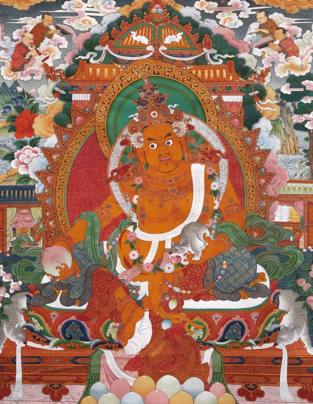 次仁罗布《黄财神》87x70厘米扎巴旦增《释迦牟尼》42x30厘米丹达贡觉