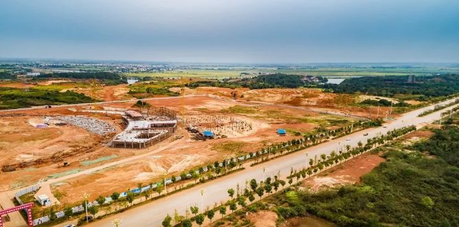 先来一组开工实景图新区永修组团文体艺术中心项目建设情况.