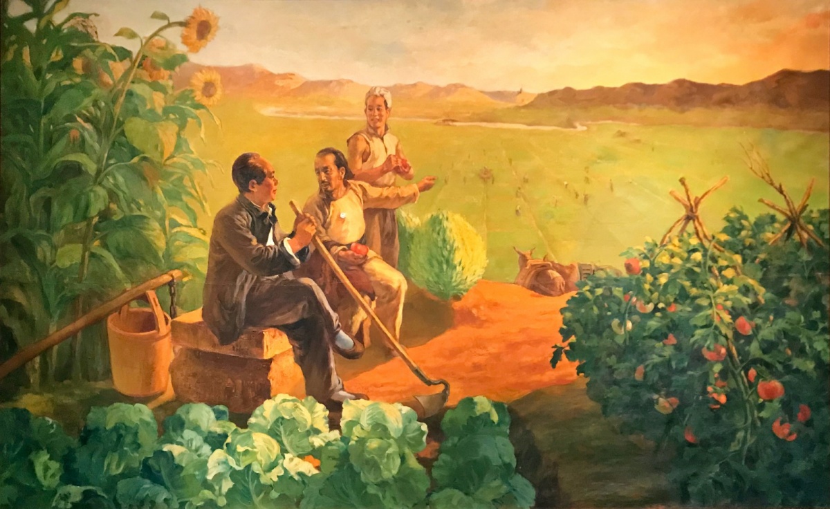 石鲁-七月的延安(1951年 )布面油画▲石鲁-王老农民(1951年 )木板