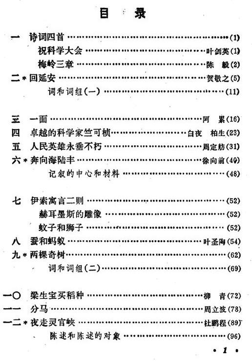 八十年代的初中语文课本全六册目录你还记得课文吗