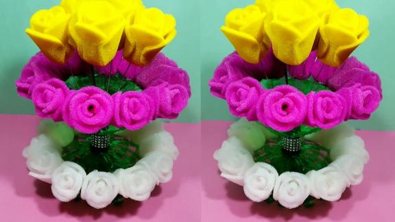 废旧泡沫纸手工diy制作玫瑰花比真花还好看教程