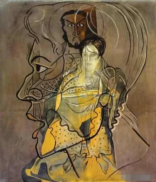 法国前卫画家皮卡皮耶作品《亚当与夏娃》赏析及其他作品欣赏