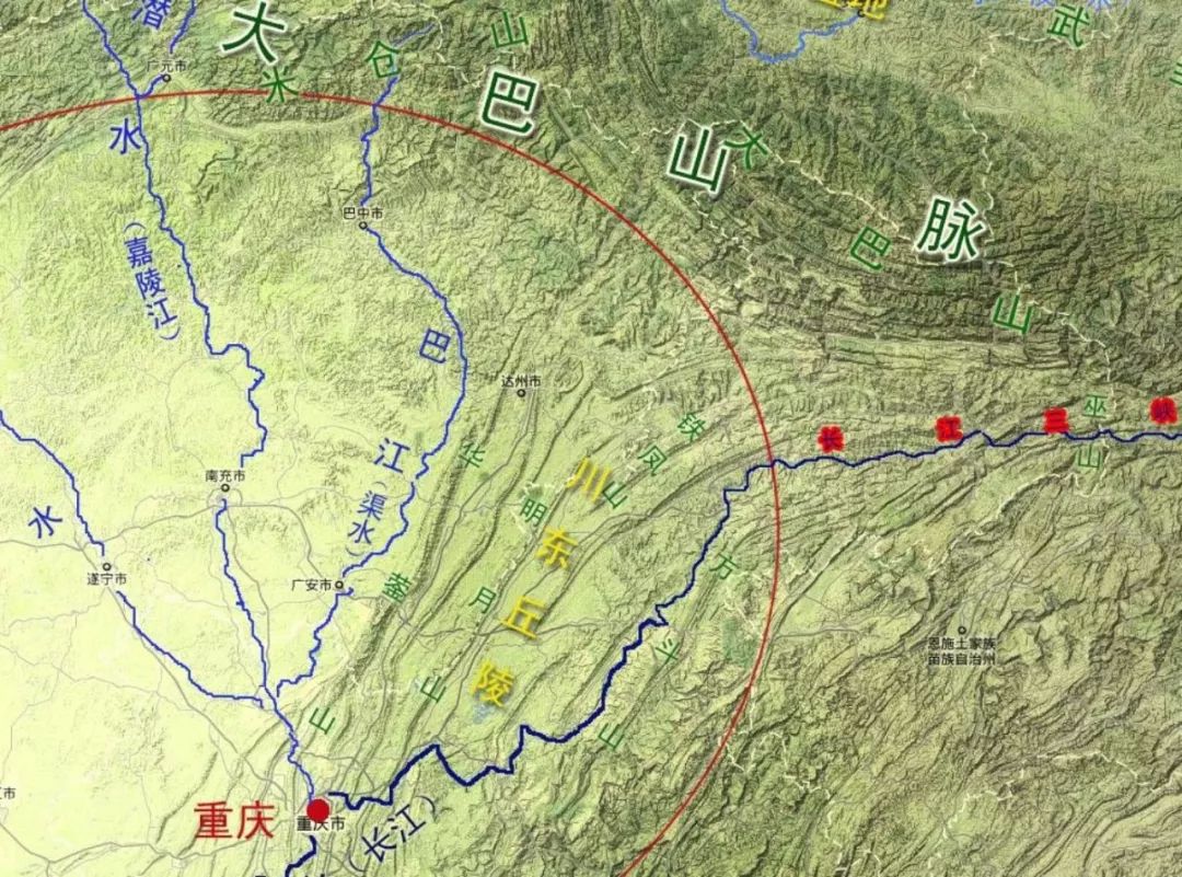 川东平行岭谷3D立体图图片