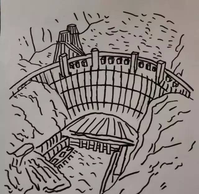 三峡大坝绘画图片