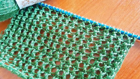 棒针编织镂空渔网花教程适合针织围巾披肩夏季毛衫等