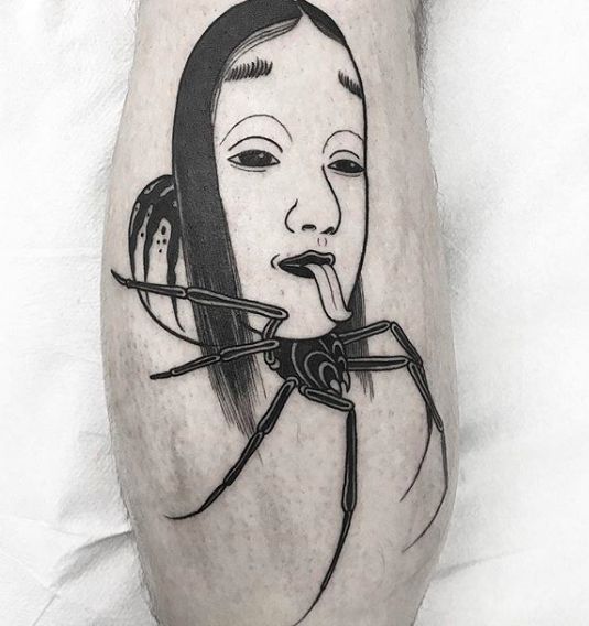 东洋能面幽玄的艺术纹身素材