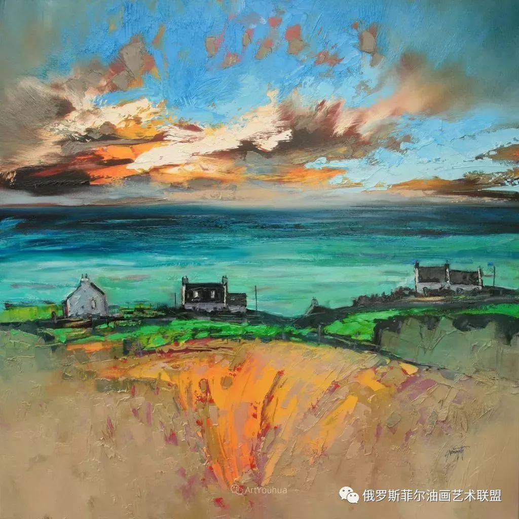 多彩的天空和海苏格兰画家斯科特奈史密斯风景油画作品赏析67