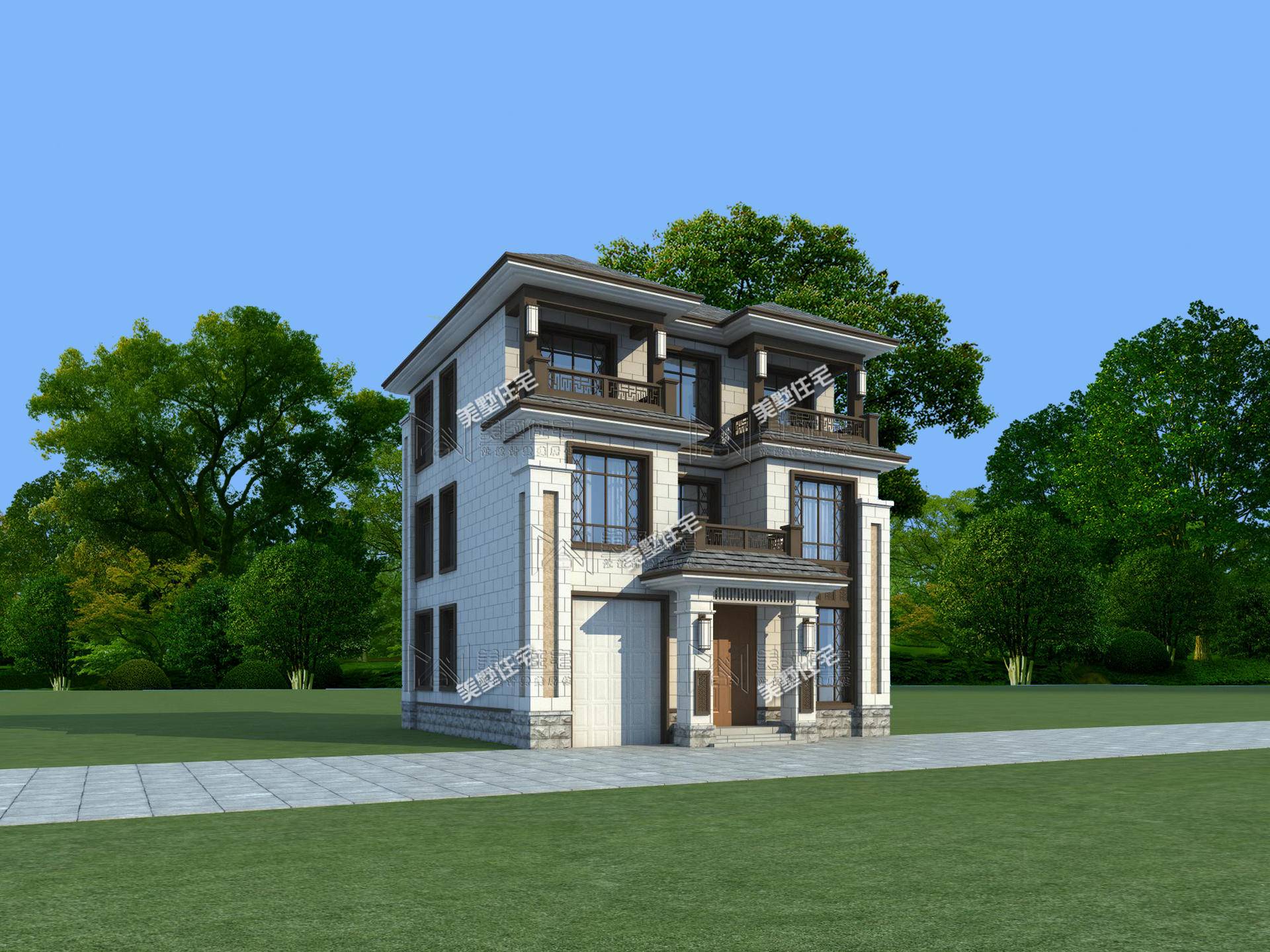 10x11米的新中式别墅带书房车库建一栋尽享诗意生活