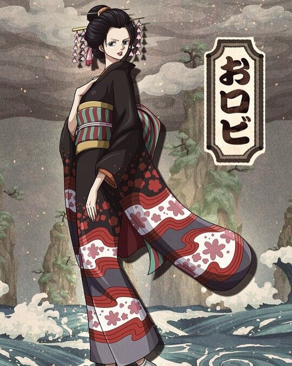 海贼王美图:草帽团和之国风格装扮,罗宾很有气质