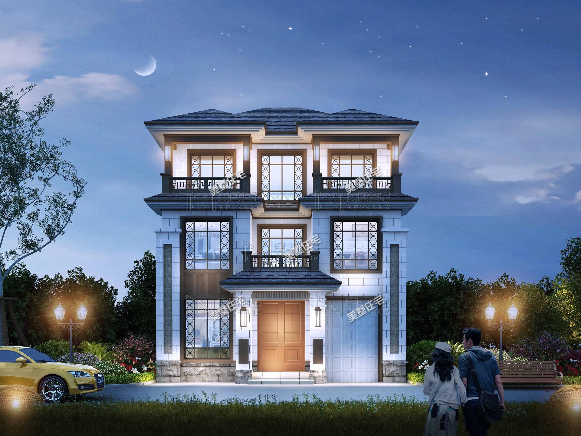 10x11米的新中式别墅带书房车库建一栋尽享诗意生活