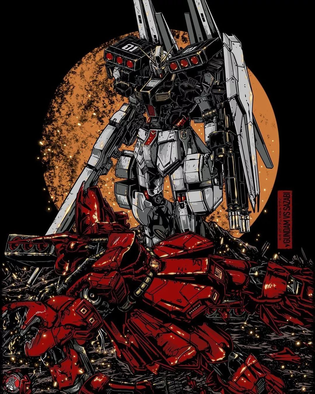 超美系列画作将高达置身于凌乱的日式背景中竟也能如此酷炫