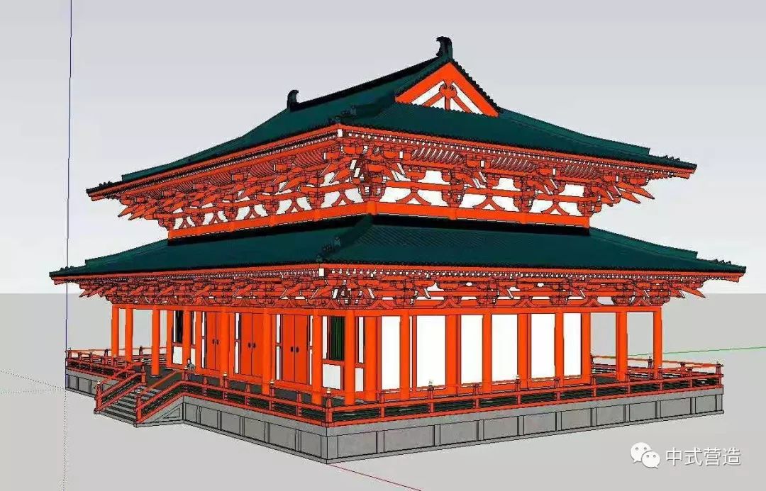 原创设计仿唐建筑su模型营造技艺赏析