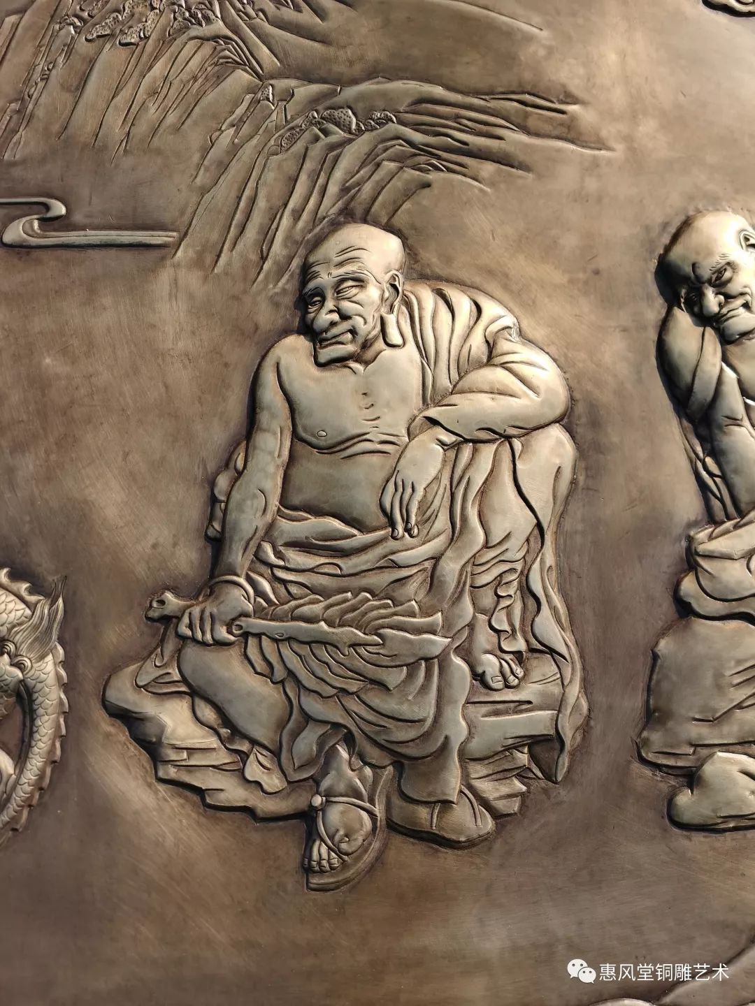 黄铜锻铜浮雕画十八罗汉铜雕寺院壁画定制栩栩如生铜雕十八罗汉