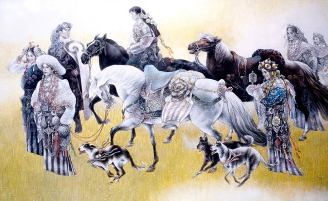 飘逸俊朗群马图(赵文元作品)