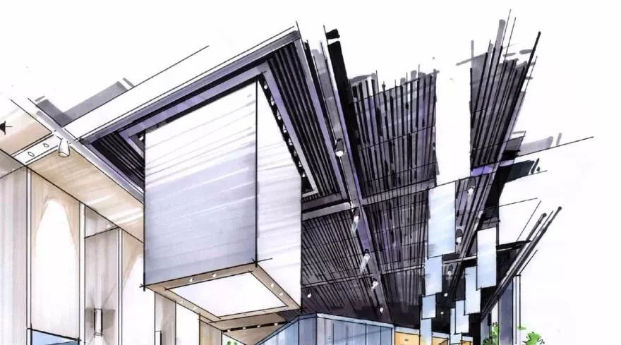 请接着来看不同手绘吊顶表现二