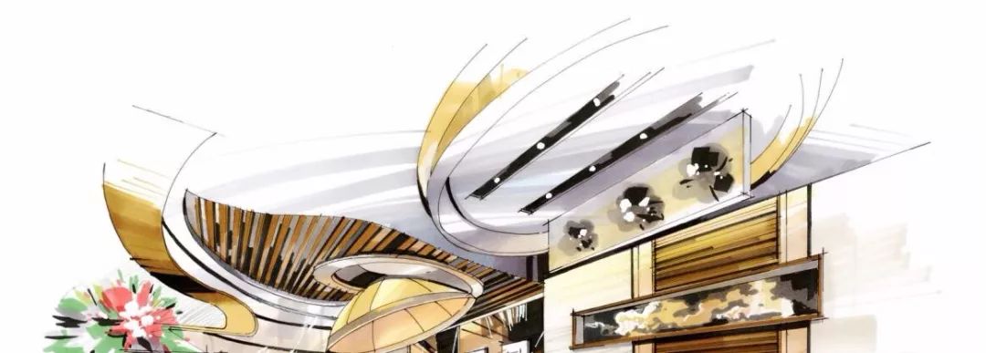 请接着来看不同手绘吊顶表现二