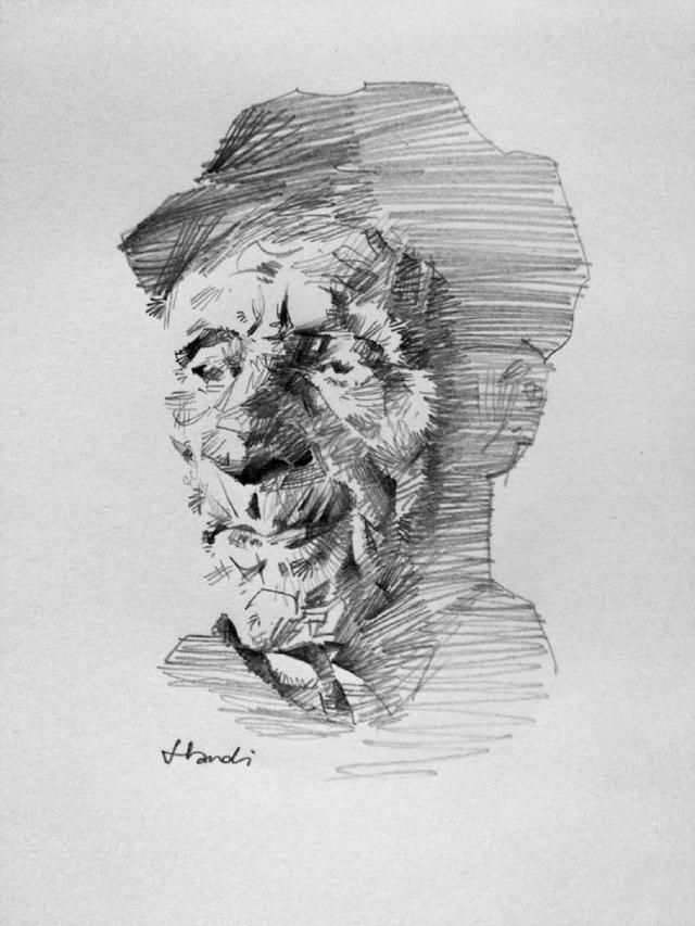 创意速写人物头像(插画师:--handi--)