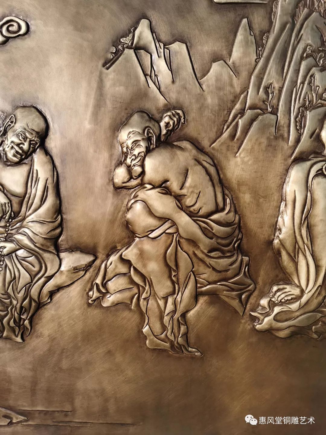 黄铜锻铜浮雕画十八罗汉铜雕寺院壁画定制栩栩如生铜雕十八罗汉