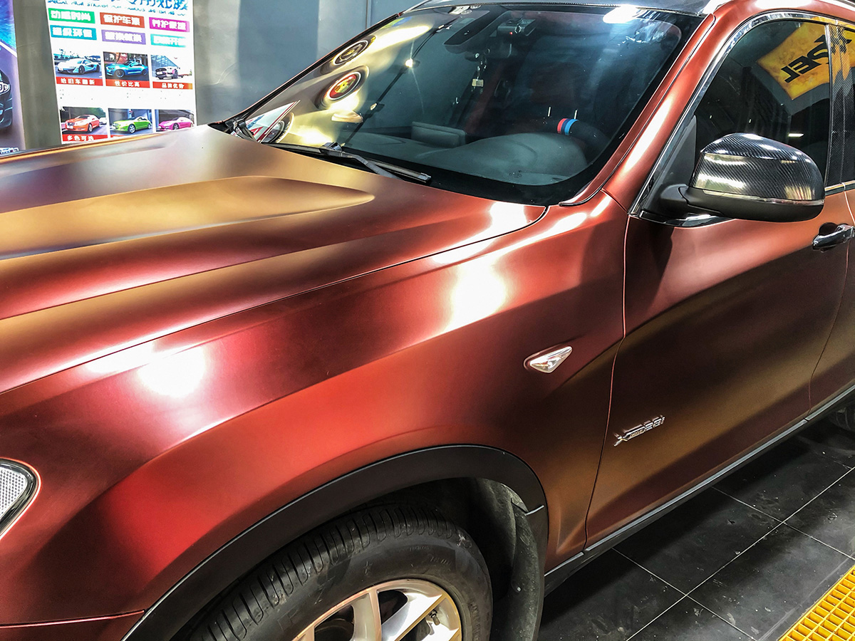宝马x3车身改色电光酒红rg瑞集改色膜佛山禅城加盟店出品