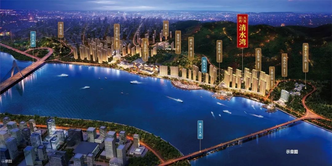 丨示意图丨约25万方当红江景房,国鸿大发·清水湾雄踞楠溪江双江交汇