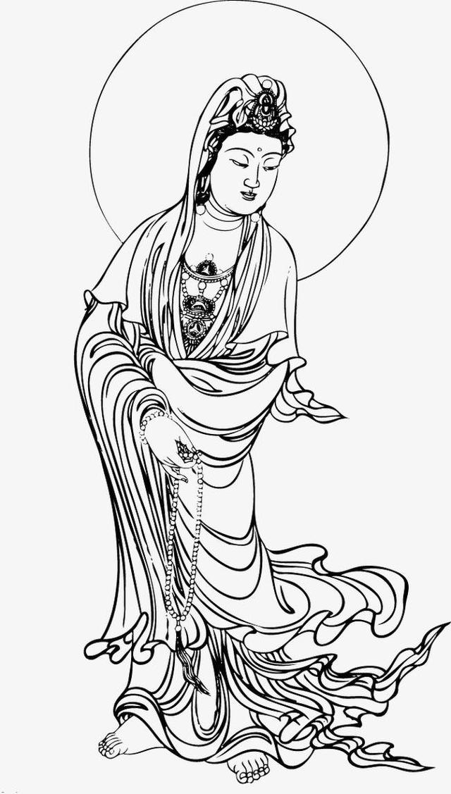 干货难得一见的佛像白描线稿收藏起来放假画