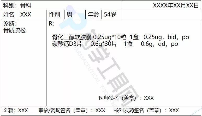 药课堂54岁男性骨质疏松患者处方审核实例