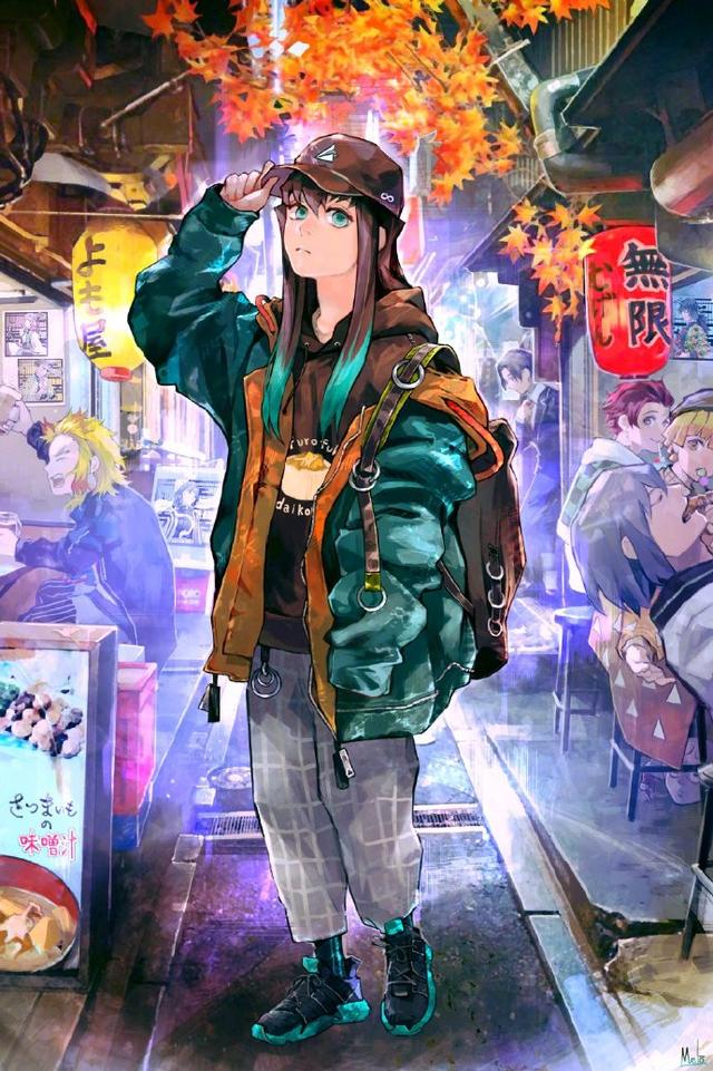 现代风的鬼灭之刃义勇和蝴蝶忍约会每张的背景都有亮点